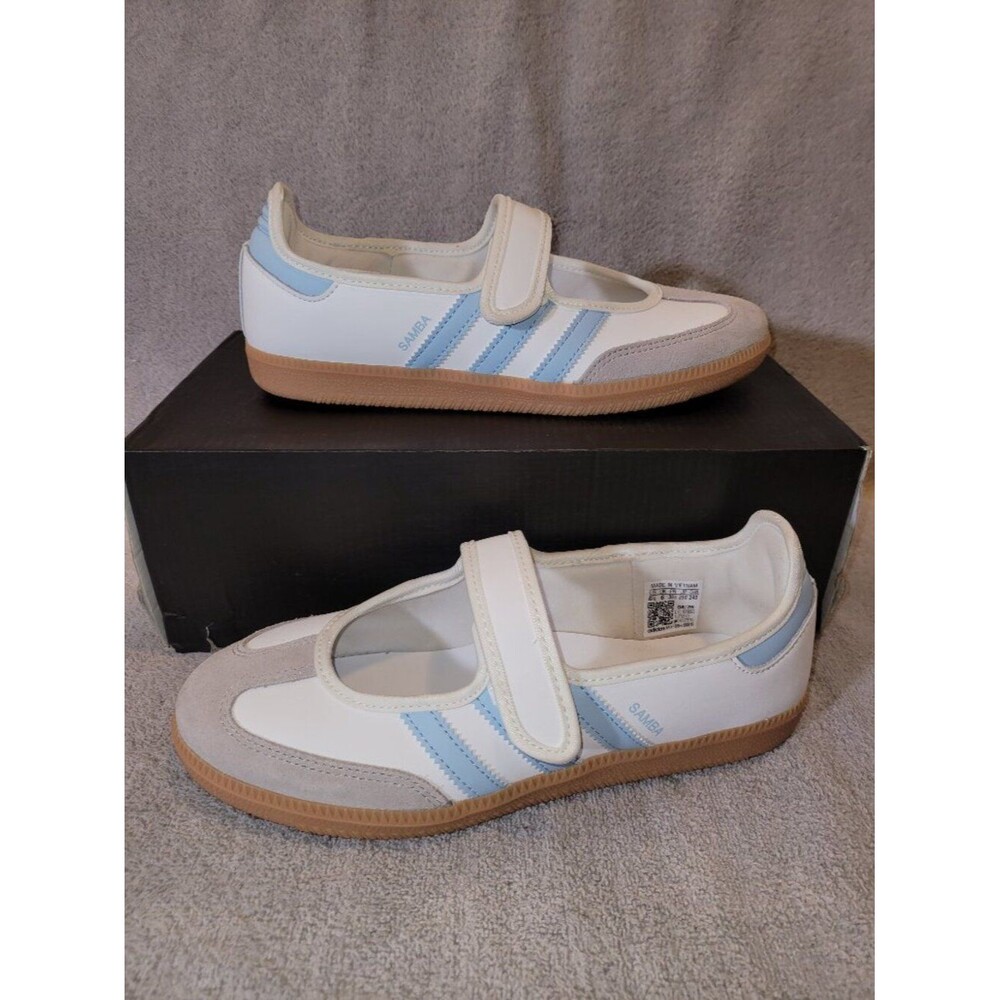 Adidas Originals Samba Jane Cloud White/Clear Sky/Gum JP9545 Big Kid's Size 6.5
